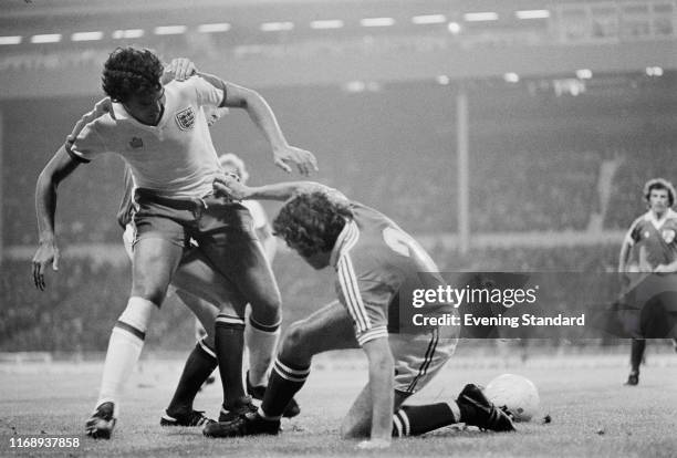 Trevor Brooking in action during international friendly match against Ireland at Wembley Stadium, London, UK, 8th September 1976.