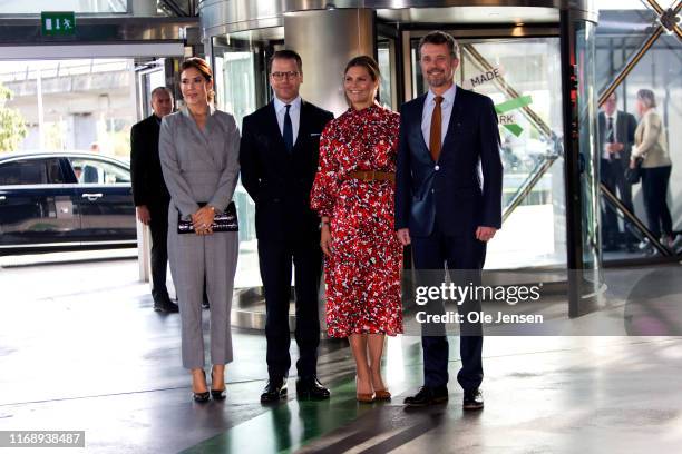 Crown Princess Victoria of Sweden and Prince Daniel of Sweden together with Crown Prince Frederik of Denmark and Crown Princess Mary of Denmark pose...