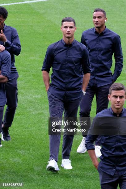 Juventus player Cristiano Ronaldo at Estadio Wanda Metropolitano during the Champions League walk around on September 17, 2019 in Madrid, Spain. On...