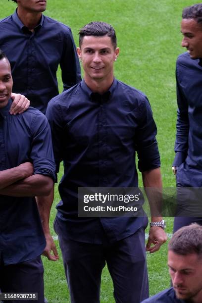Juventus player Cristiano Ronaldo at Estadio Wanda Metropolitano during the Champions League walk around on September 17, 2019 in Madrid, Spain. On...