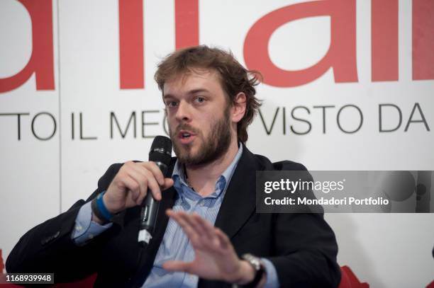 Luca Iacoboni from Greenpeace Italia attending one of Focus big meetings: Inquinamento e cambiamenti climatici, la Terra si trasforma for the event...