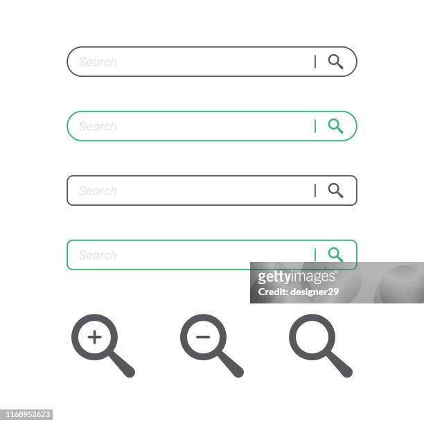 search bar and magnifying glass icon flat design. - famous place stock illustrations