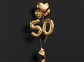 50 years old. Gold and black Number 50th anniversary, happy birthday congratulations