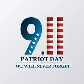 Patriot Day. We will never forget, September 11. Design for postcard, flyer, poster, banner. Vector illustration.