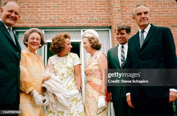 Portrait of, among others, American politician and former US Secretary of State C Douglas Dillon , socialite Ethel Kennedy and her husband, American...