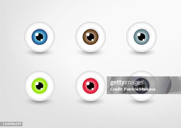 vektor-augen-kollektion, farbiges augenset - human eye stock-grafiken, -clipart, -cartoons und -symbole