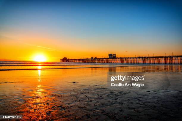 oceanside pier at sunset - san diego stock pictures, royalty-free photos & images