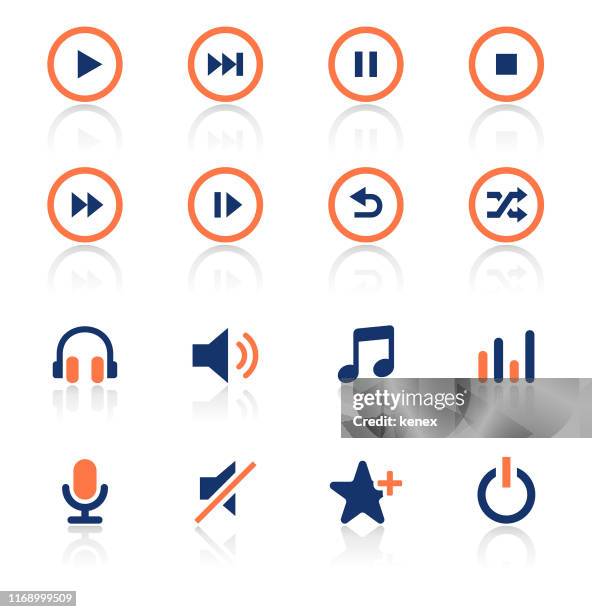 audio and media two color icons set - shuffling stock illustrations