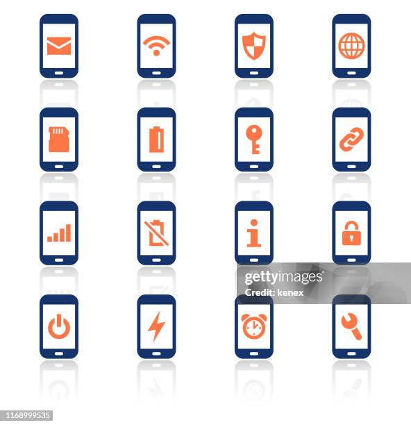 smart phone and mobile two color icons set - bluetooth stock illustrations