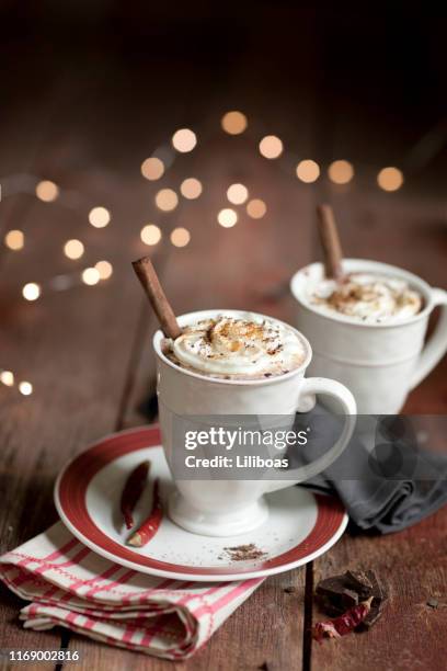 mexican chili hot chocolate - cayenne pepper stock pictures, royalty-free photos & images