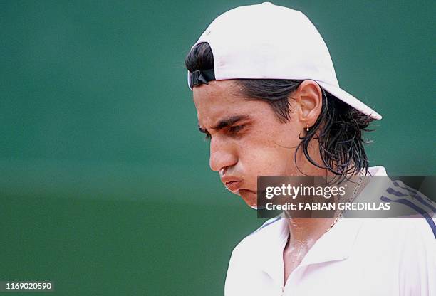 Ecuadorian tennis player Nicolas Lapentti seen during his game against Argentinian Juan Chela during the second round of the ATP tournament in Buenos...