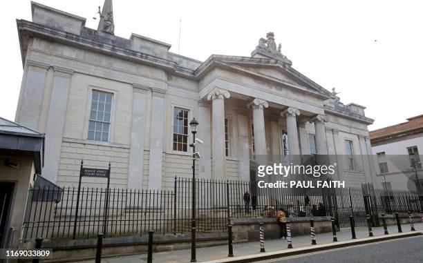 Bishop Street Court in Derry , is pictured on September 18 following the adjournemt in the murder case brought against one of the British soldiers of...