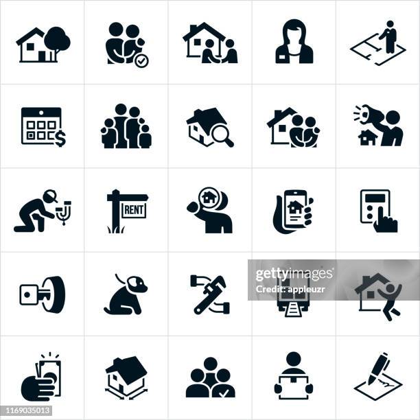 property management icons - rental assistance stock illustrations