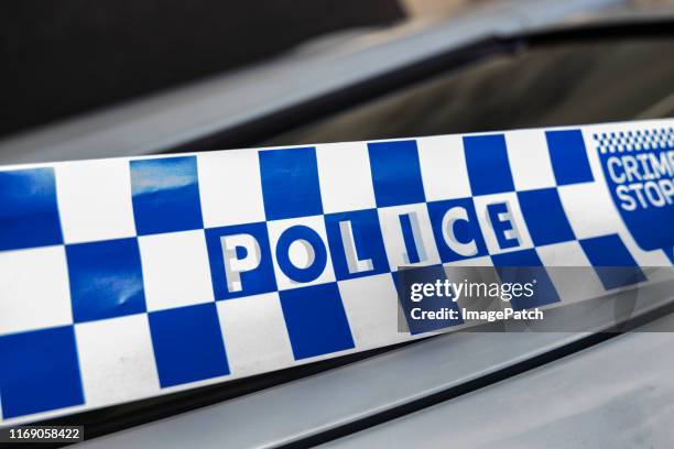 australian police tape - police tape australia stock-fotos und bilder