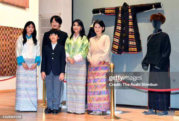 Crown Prince Fumihito, or Crown Prince Akishino, Crown Princess Kiko of Akishino, Prince Hisahito pose with Queen Mother Sangay Choden of Bhutan and...