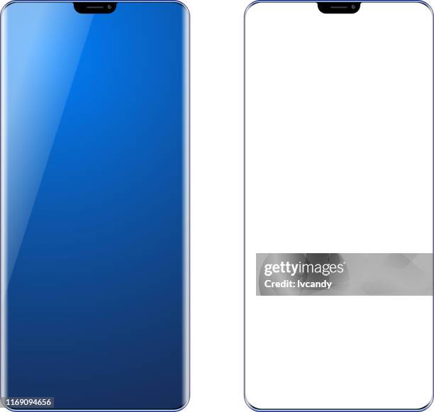 full screen mobile phone - model building white background stock illustrations