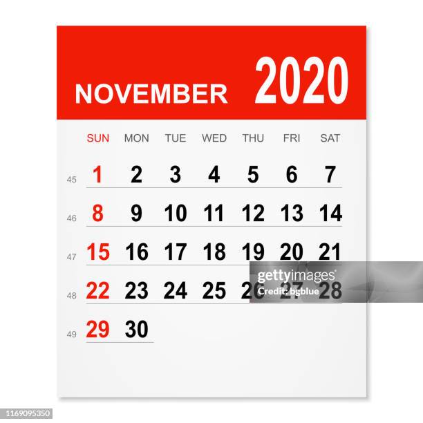 november 2020 calendar - november 2019 calendar stock illustrations