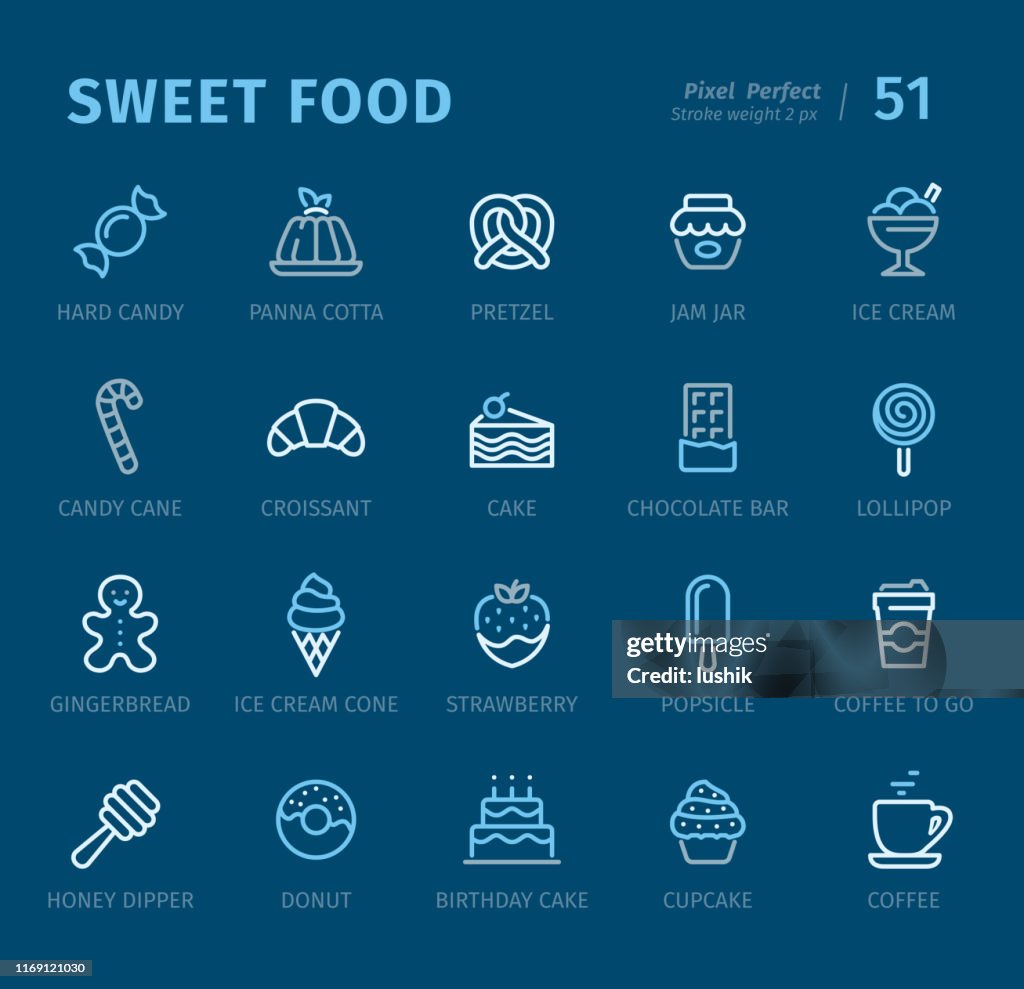 Sweet Food - Icone di contorno con didascalie