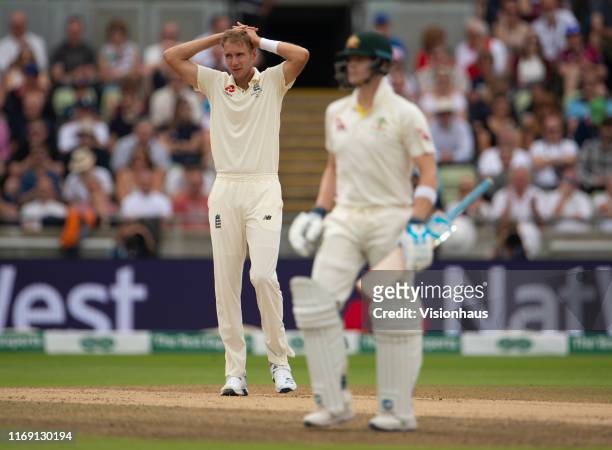 Frustration for England's Stuart Broad as Steve Smith bats towards his second century of the match during day four of the First Specsavers Ashes Test...