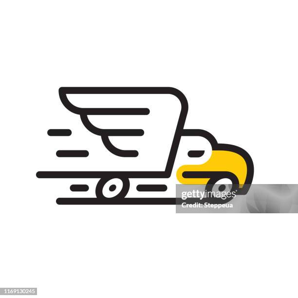lkw und adler - delivery company logos stock-grafiken, -clipart, -cartoons und -symbole
