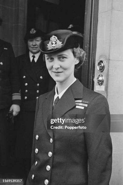 Princess Marina of Greece and Denmark , Duchess of Kent, on her arrival for a visit to the headquarters of the Women's Royal Naval Service in London...