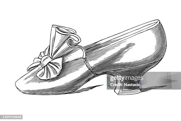 ilustraciones, imágenes clip art, dibujos animados e iconos de stock de zapato de mujer de moda - grabado victoriano - siglo xix