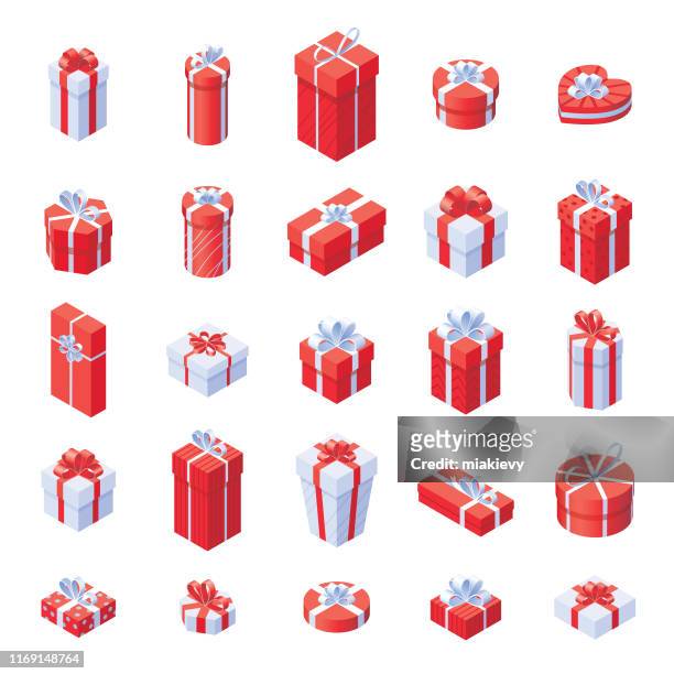weihnachts-geschenk-boxen - geschenkkarton stock-grafiken, -clipart, -cartoons und -symbole