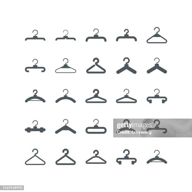 stockillustraties, clipart, cartoons en iconen met kleding hanger pictogrammen - rack