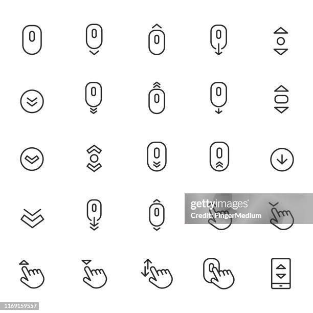 scroll down icon set - scroll stock illustrations