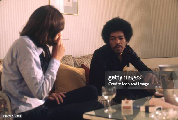 Co-founder and publisher of Rolling Stone magazine Jann Wenner interviews legendary rock guitarist, singer and songwriter Jimi Hendrix before his...