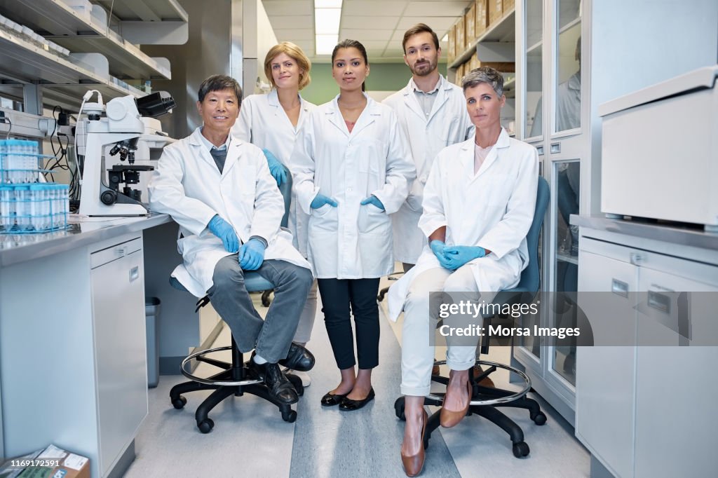 Portrait of confident scientists in laboratory