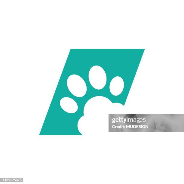 ilustrações, clipart, desenhos animados e ícones de logotipo da pegada do cão - loja de animais de estimação