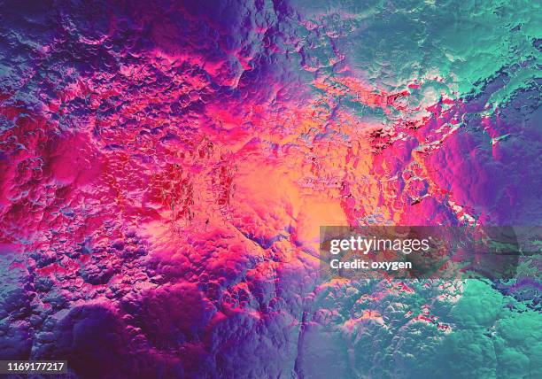 abstract colorful neon bubble underwater pattern foil circle background - colour ink in water stock-fotos und bilder