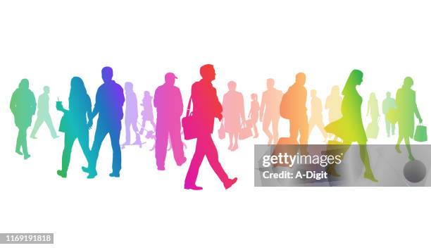 außergewöhnlich große menge an silhouetten regenbogen - realismus stock-grafiken, -clipart, -cartoons und -symbole
