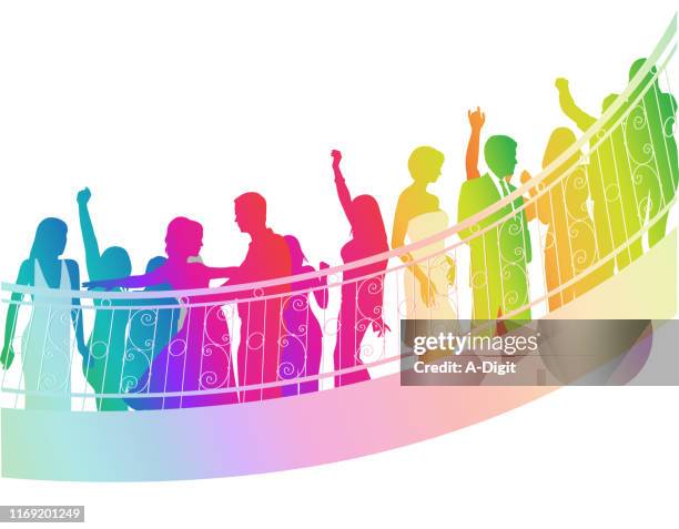 prom rainbow - high school prom stock illustrations