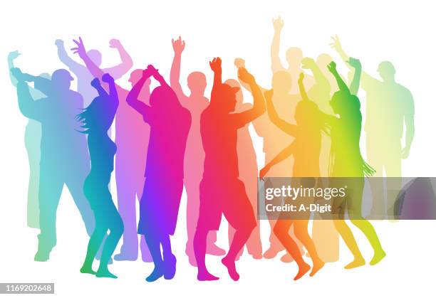 rave rainbow - dancing stock illustrations