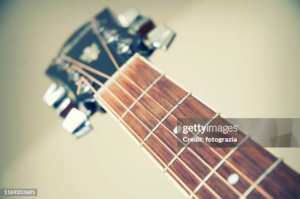 acoustic guitar neck - acoustic music stock pictures, royalty-free photos & images