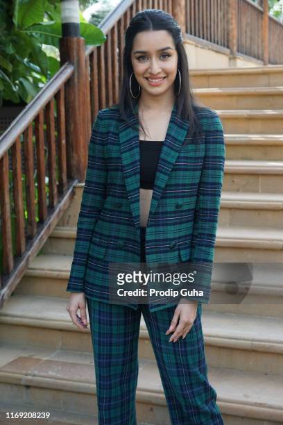Indian actor Shraddha Kapoor attends the media interview for film Promotion "Saaho" on August 20, 2019 in Mumbai, India.