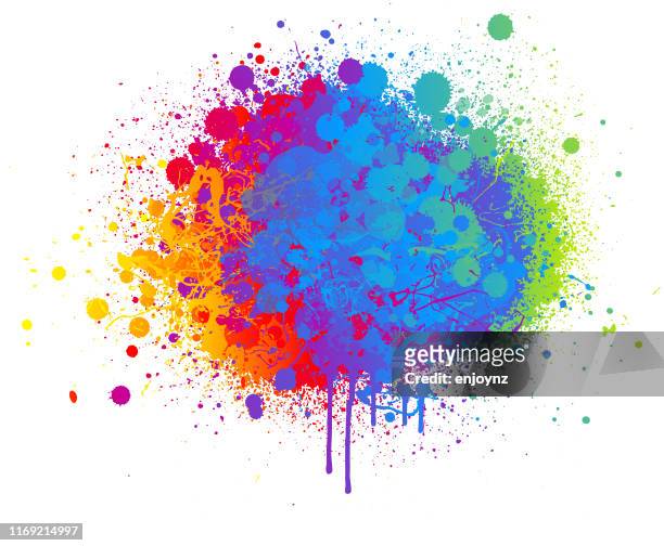 regenbogen-farbspritzer - sprayer graffiti stock-grafiken, -clipart, -cartoons und -symbole