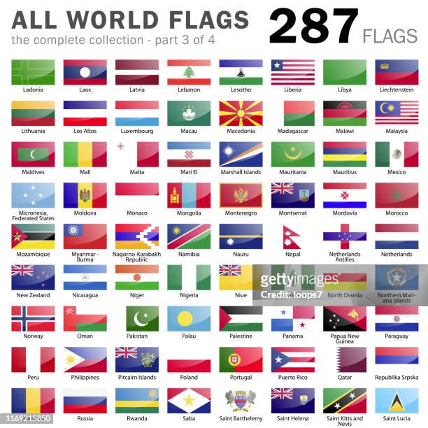 all world flags - 287 items - part 3 of 4 - mali stock illustrations