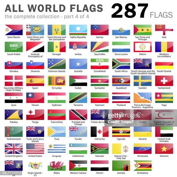 all world flags - 287 items - part 4 of 4 - wales serbia stock illustrations