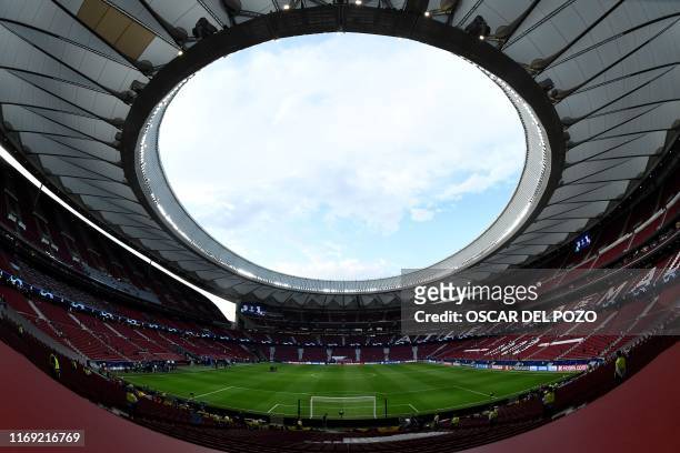 General view taken before the UEFA Champions League Group D football match between Atletico Madrid and Juventus of The Wanda Metropolitano Stadium in...