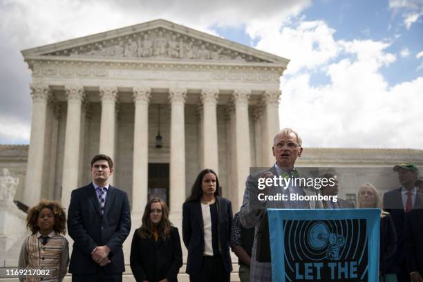 Representative Earl Blumenauer, a Democrat from Oregon, speaks during a news conference outside the Supreme Court in Washington, D.C., U.S., on...