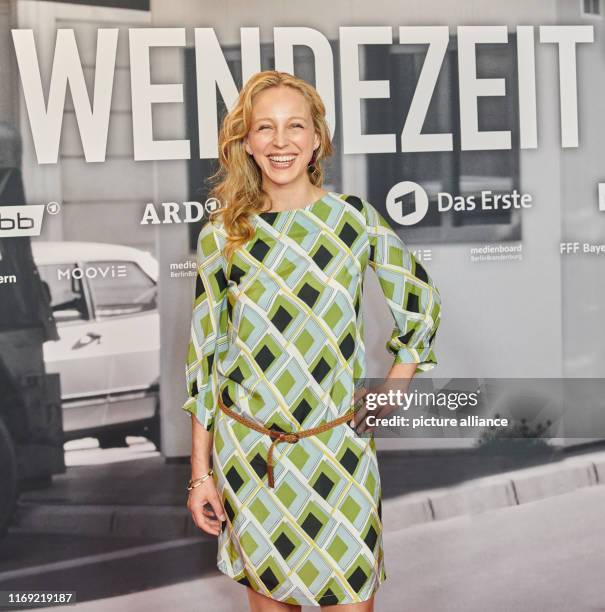 September 2019, Berlin: Actress Petra Schmidt-Schaller comes to the premiere performance of the historical agent thriller "Wendezeit" . Photo:...