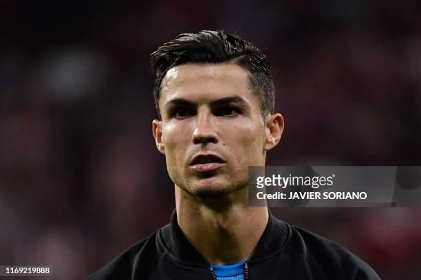 Juventus' Portuguese forward Cristiano Ronaldo looks on before the UEFA Champions League Group D football match between Atletico Madrid and Juventus,...