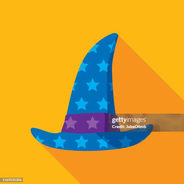 witch hat icon flat 2 - wizard magic stock illustrations