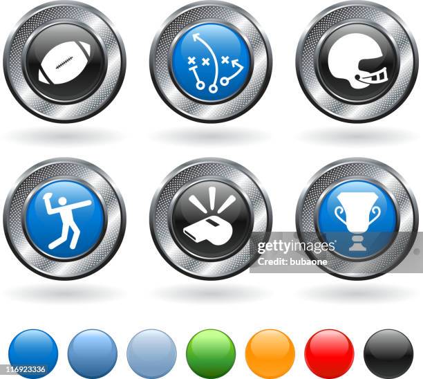 football royalty free vector icon set on metallic button - sports playbook stock illustrations