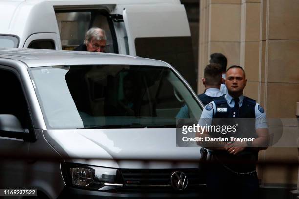 Cardinal George Pell arrives at the Supreme Court of Victoria on August 21, 2019 in Melbourne, Australia. Cardinal George Pell will find out if his...