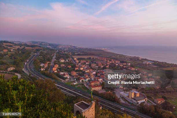 sunrise over porto san giorgio - marche stock pictures, royalty-free photos & images