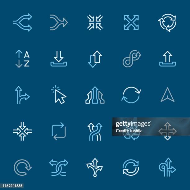 stockillustraties, clipart, cartoons en iconen met pijlen pack-kleur overzicht pictogrammen - restaureren